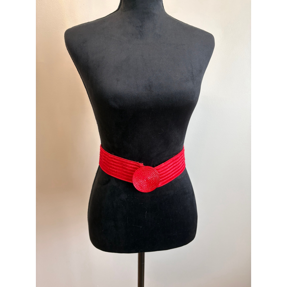 Women's Vintage Red One Size Woven Elastic Belt